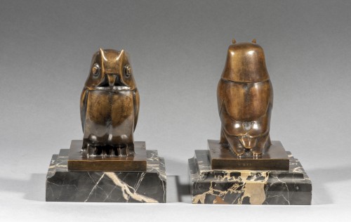 SANDOZ Édouard-Marcel (1881-1971), Hibou, serre-livres (1927) - Sculpture Style Art Déco