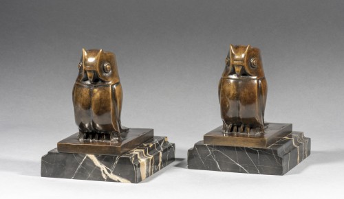 SANDOZ Édouard-Marcel (1881-1971), Owl, bookends (1927) - Art Déco