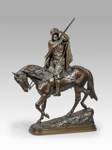 Sculpture Sculpture en Bronze - Isidore BONHEUR (1827-1901), Guerrier arabe à cheval