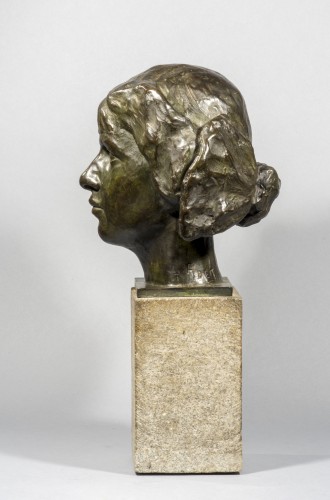 ADET Edouard (1887-1918) Tête de jeune fille - Sculpture Style Art nouveau