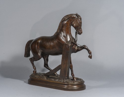 LENORDEZ Pierre (1815-1892), Cheval à la barrière - Sculpture Style Napoléon III