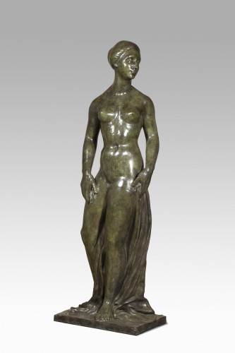 HETZEL René (1902-1972), Femme nue debout la tête tournée vers la gauche - Sculpture Style Années 50-60