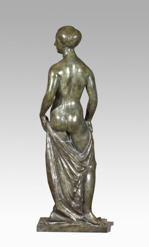 Sculpture Sculpture en Bronze - HETZEL René (1902-1972), Femme nue debout la tête tournée vers la gauche