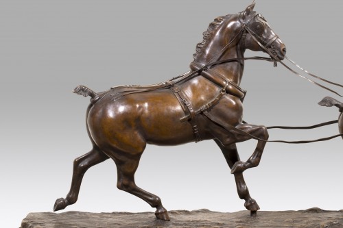 Art nouveau - MALISSARD Georges ( 1877-1942 Français) Tandem, chevaux hackney 1910