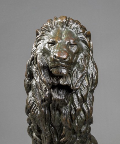 19th century - BARYE Antoine-Louis (1795-1875), Sitting lion number 1 (1847)