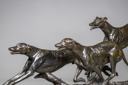 20th century - FIOT Maximilien (1886-1953), Three greyhounds