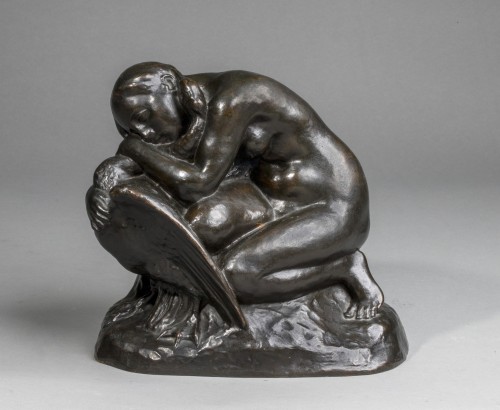 CLARET I VALLÈS Joaquin (1879-1964), Léda and the swan   - Sculpture Style Art nouveau