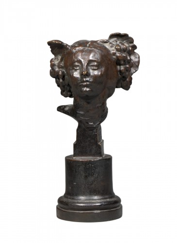 BOURDELLE Emile-Antoine (1861-1929), Small head with grapes, 1910
