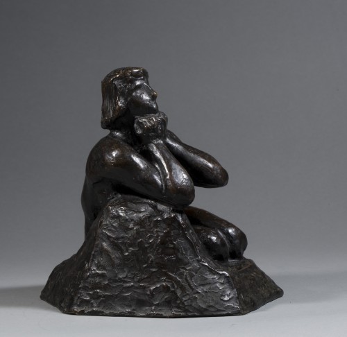 SABOURAUD Raymond Jacques (1864 - 1938), Jeune femme pensive - Sculpture Style Art Déco
