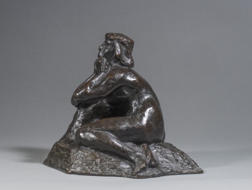 Sculpture Sculpture en Bronze - SABOURAUD Raymond Jacques (1864 - 1938), Jeune femme pensive