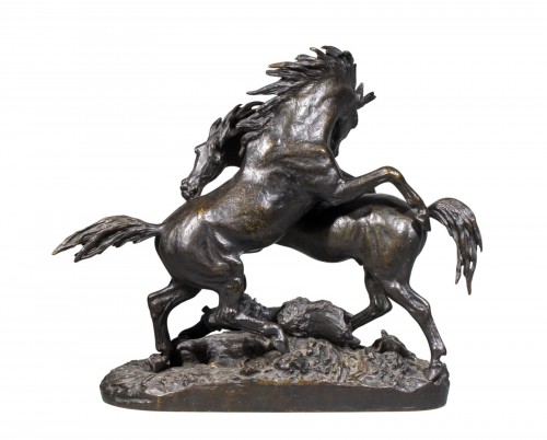 FRATIN Christophe (1801-1864 Français) Scène de haras à deux chevaux