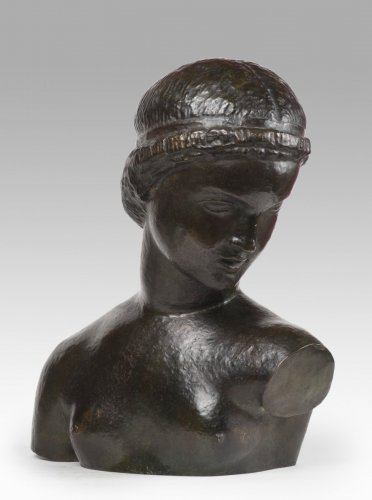 Sculpture Sculpture en Bronze - Joseph Bernard (1866-1931) - Buste de la jeune fille à la cruche, sans bras