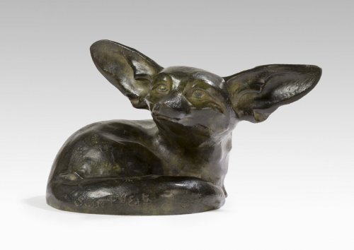 XXe siècle - Edouard-Marcel Sandoz (1881-1971) - Fennec couché tête levée (taille 1)