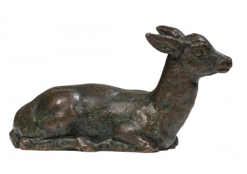 BARYE Antoine-Louis (1795-1875) - Fawn of deer stretched out 