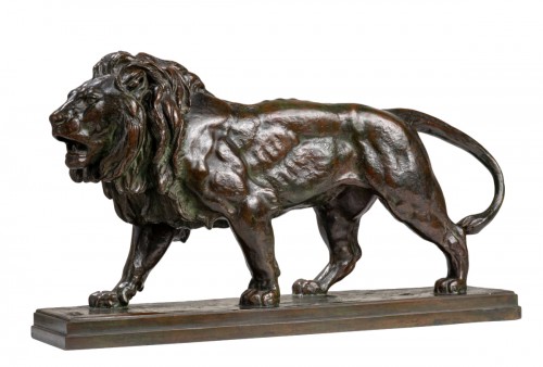 BARYE Antoine-Louis (1795-1875) - Walking lion	                          