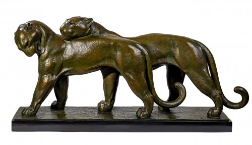 André-Vincent BECQUEREL (1893 - 1981) - Couple of lioness