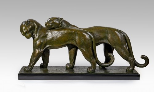 20th century - André-Vincent BECQUEREL (1893 - 1981) - Couple of lioness