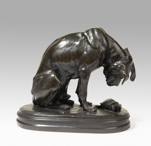 JACQUEMART Henri Alfred (1824-1896) - Chien à la tortue - Sculpture Style 