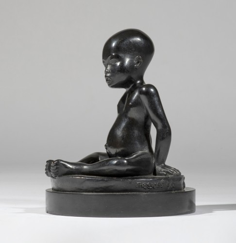 MEAUZÉ Pierre (1913-1978) - Seated young African boy                       - Sculpture Style Art Déco