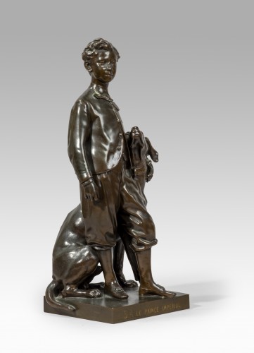 CARPEAUX Jean Baptiste (1827-1875), Le Prince impérial et son chien Néro - Sculpture Style Napoléon III