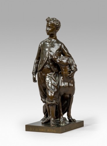 Antiquités - CARPEAUX Jean Baptiste (1827-1875), Le Prince impérial et son chien Néro