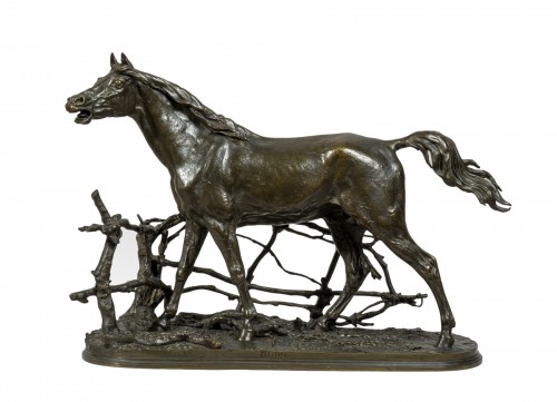 MÈNE  Pierre-Jules (1810-1879)-  Horse at barrier n°1