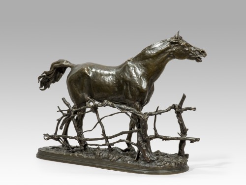 MÈNE  Pierre-Jules (1810-1879)-  Horse at barrier n°1 - Sculpture Style Louis-Philippe