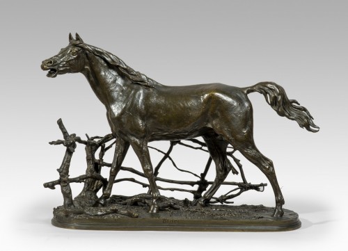 19th century - MÈNE  Pierre-Jules (1810-1879)-  Horse at barrier n°1