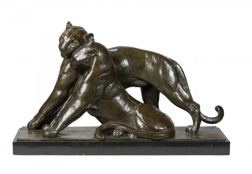 BECQUEREL André-Vincent (1893-1981), Couple de lionnes