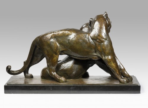 20th century - BECQUEREL André-Vincent (1893-1981), Pair of lionesses 