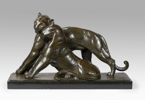 BECQUEREL André-Vincent (1893-1981), Pair of lionesses  - Art Déco