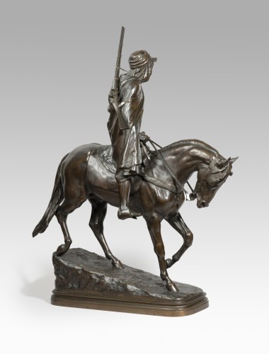 Isidore BONHEUR (1827-1901) Guerrier arabe à cheval - Sculpture Style Napoléon III