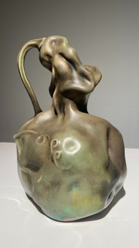 XIXe siècle - Ernest Bussière (1863-1913) - Vase Courge Desséchée en céramique