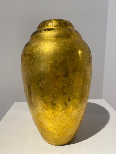 Christofle, Set Of 3 Art Deco Ovoid Vases In Dinanderie - Art Déco
