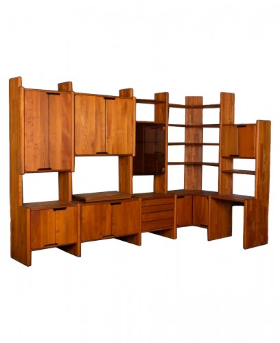 Pierre Chapo (1927-1987) - Modular GO bookcase furniture in solid elm - 70s