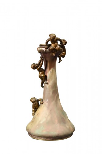 Ceramic vase with a bulging body, Henri Honoré Plé (1853-1922) Art Nouveau