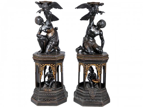 Pair of torch holder in wood, Venice late 18th to early 19th century