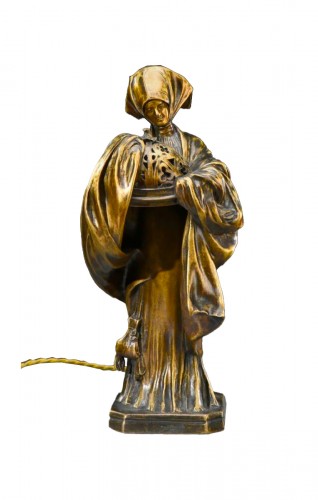 Léo Laporte Blairsy (1865-1923)  & Susse Freres - Lampe veilleuse "relique" Bronze