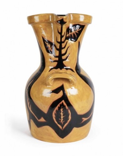 Jean Lurçat, Large Vase/pitcher Plant Decor, Ceramic 1950s - Porcelain & Faience Style 50