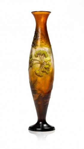 Emile Gallé, Important Vase Aux Ombelles, Verre Art Nouveau