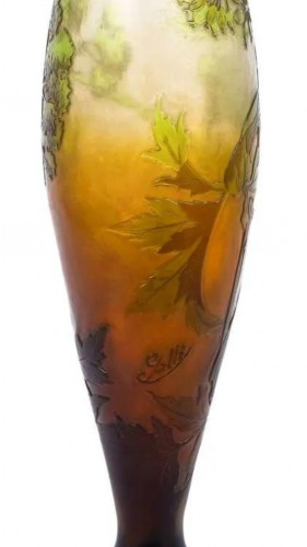 Emile Gallé, important vase aux ombelles - Verrerie, Cristallerie Style Art nouveau