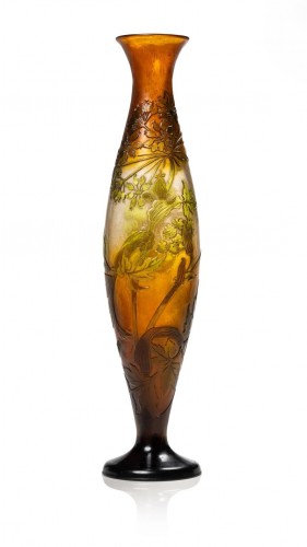 Verrerie, Cristallerie  - Emile Gallé, important vase aux ombelles