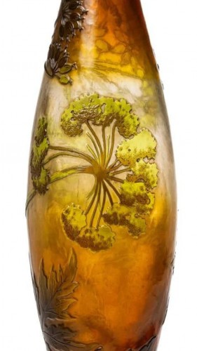 Art nouveau - Emile Gallé, large Vase With Umbels