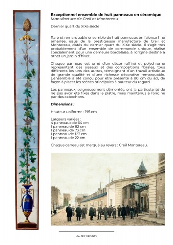 Creil Montereau, Set of 8 ceramic panels - Porcelain & Faience Style 