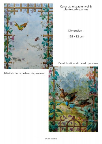 Antiquités - Creil Montereau, Set of 8 ceramic panels