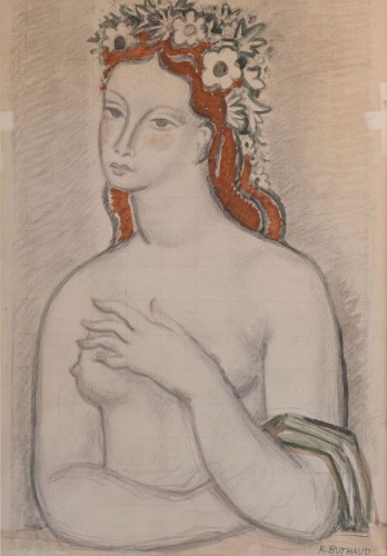René BUTHAUD (1886–1986) - Woman With A Crown Of Flowers