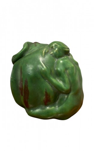 F-r. Carabin, Woman With Squash, Art Nouveau Ceramic