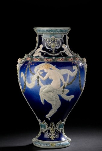 L-r Carrier Belleuse, Vase &quot;night Carried Away By Day&quot; - Porcelain & Faience Style Art nouveau