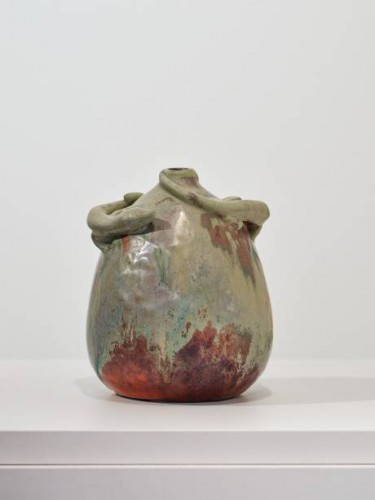 Ernest Bussière (1863-1913), Art nouveau Lizard Gourd - Porcelain & Faience Style Art nouveau