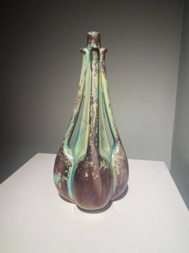 Porcelain & Faience  - Ernest Bussière (1863-1913), Art nouveau Fennel Vase
